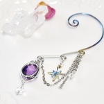 【専用出品】星降る夜空のイヤーフック/合成カラーチェンジサファイア