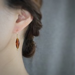 痛くない☆涼しげロングチェコのひし形シンプルイヤリング/222