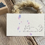 ねこ　床にぺたん　ゴム版はんこ