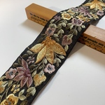 約6.5cm幅/刺繍リボン/オーガンジー/黒/花刺繍