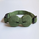 [緑 × ちりめん丸リボン]  リボン首輪　猫　首輪　猫の首輪