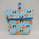 お散歩用マナーポーチ(ハッピーな犬たち・水色)
