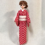 ジェニー・momoko  着物　ピンクxベージュ・水玉