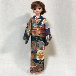 ジェニー・momoko 着物　青緑色・古典花柄