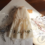 リクエスト再販売・ミモザ刺繍のおりぼんワンピース