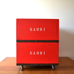  木箱  wood box 2段セット キャスター付 GAUDI color:red