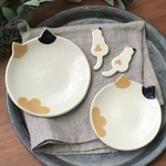 猫のうつわ「三毛猫 親子皿＆箸置きセット」箸置き２つ合計4点セット