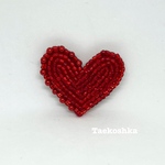 再販⭐︎ハートのブローチ 赤 ビーズ刺繍