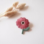 ［受注制作］アネモネ一輪の刺繍ブローチ（pink）