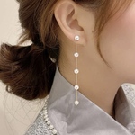 大人可愛い ５連パール&チェーンのロングピアス ゴールド silver925芯