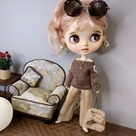 リカちゃん　ブライス用のパールニット（ラテ）のみ
