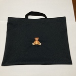 かわいいクマの刺繍入りネイビーレッスンバッグ☆クマ⑦