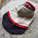 ★ambers様オーダー品★犬服【春物新作】ダメージブラックデニム重ね着ウェア（レッド）
