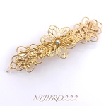 花模様　ゴールド透かしのミニバレッタ＊送料無料＊6㎝バレッタ ヘアアクセサリー　minne_new #SSコレクション2022