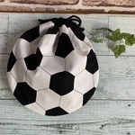 サッカーボール型　21センチ丸巾着