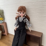 NO,133 リカちゃん　服　ブラック　サロペット　パンツ　ストライプ　トップス