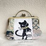 ミナペルホネンとpjcクロッチくんで作成しましたがま口ポーチです