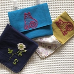Sさまオーダー☆刺繍ハンカチ2枚と移動ポケット