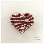 Zebra Heart   ゼブラハート　ビーズ刺繍ブローチ