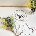 Lune様専用　名前入りトイプードル　ワイヤーアート　ミモザ　スワッグ　
