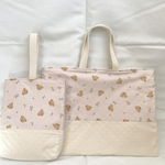 【サイズオーダー可】くまとお花（ピンク）　レッスンバッグ　シューズバッグ　入園入学セット