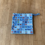 国旗(みず色)柄片コップ袋17×17折マチ6センチ片ひも☆巾着袋
