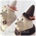 ハロウィン＊ナチュラルカラー＊とんがり帽子とつけ襟のセット＊しろくま貯金箱＊シロクマ貯金箱＊着せ替え