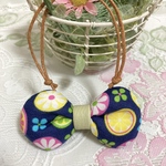 10個入 ぷっくりリボン レトロ 紺色 トリミングリボン 犬 猫 トリミングチョーカー