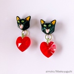 ヒステリック・キャット・ハート　イヤリング／ピアス　黒猫
