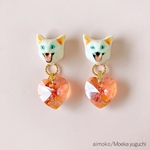 ヒステリック・キャット・ハート　イヤリング／ピアス　白猫