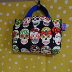 お弁当トートbag★スカルトートbag☆黒に近いチャコール★布モノ