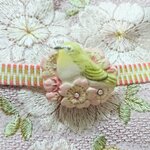 帯留め  桜と目白　(17'再)