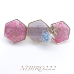 青い薔薇と六角形ゴールドバレッタ＊送料無料＊8㎝バレッタ ヘアアクセサリー　ピンク　パープル　#minne_new