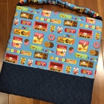 1点のみ‼️35×35   お菓子がいっぱい　座布団カバー&防災頭巾カバー（ブルー）