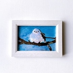 ■原画■「雪の妖精 シマエナガ No.01」#ハガキサイズ　#インテリアアート