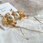 natural stone×pearl pierce/earring(amber)