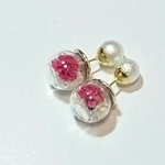 12㎜ガラスドームピアス☆赤