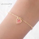 SALE♡ぷっくりハートのデザインブレス(ピーチローズ