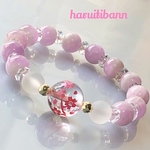 桜掘り水晶×クンツァイト 春爛漫天然石ブレスレット パワーストーンブレスレット