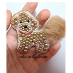 ビーズ刺繍ブローチ トイプードル トイプードルブローチ