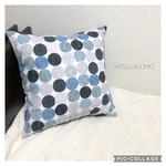 クッションカバー＊45×45cm＊水玉ドットブルーグレー＊白ファスナー