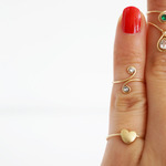 【14KGF】"Spiral Swarovski" Knuckle,Midi Ring"