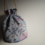 インド刺繍生地　丸底巾着Bag (187)