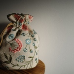 インド刺繍生地　丸底巾着Bag (188)