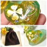 お守り♡四つ葉のクローバー✨ぷっくりハートオルゴナイト