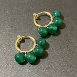 【イヤリング】グリーンオニキス ゴールド フープ イヤリング K18メッキ 金属 アレルギー 対応