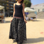 M マヤパンツ スウェット生地 黒サークルプリント