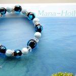 AAAラリマー＆深い青色のトンボ玉（ガラス玉）　～南国の海ブレス～　Mana-HoiHoi!オリジナル　パワーストーンブレスレット