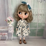 リバティ【フローティングフローラ】ワンピース・ドロワーズ・ヘアリボン　３点セット　ブライスアウトフィット