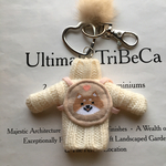 セーターと柴ちゃんリュクサックのキーフック付きバッグチャーム